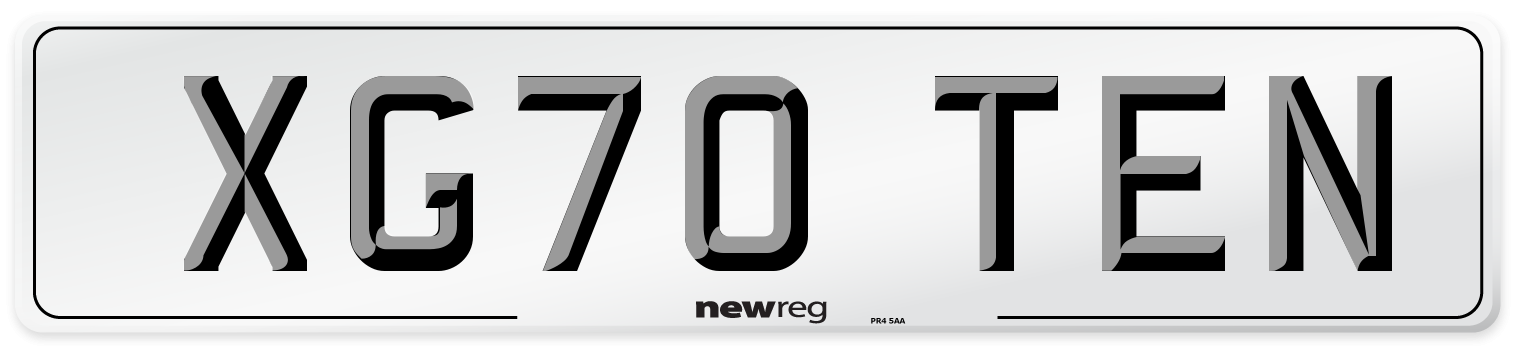 XG70 TEN Number Plate from New Reg